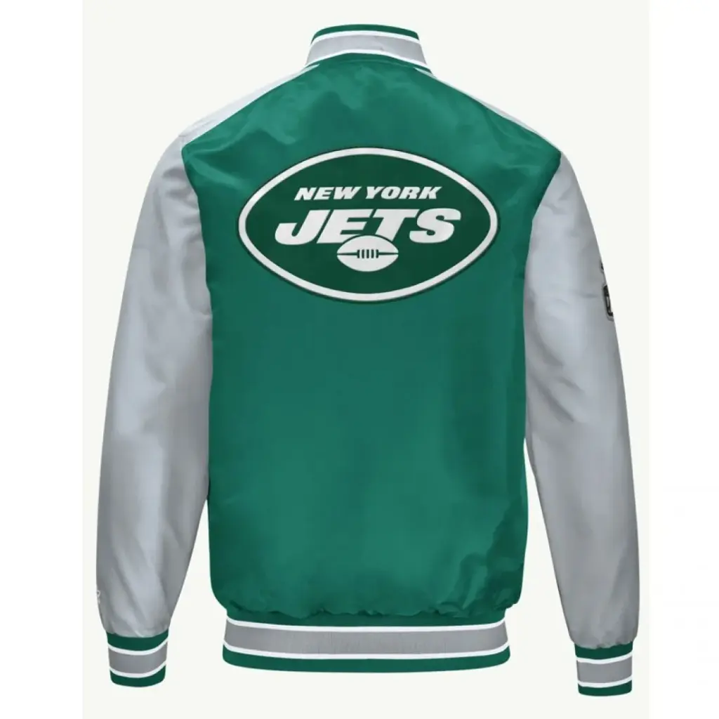 NY Jets Green and Gray Varsity Satin Jacket