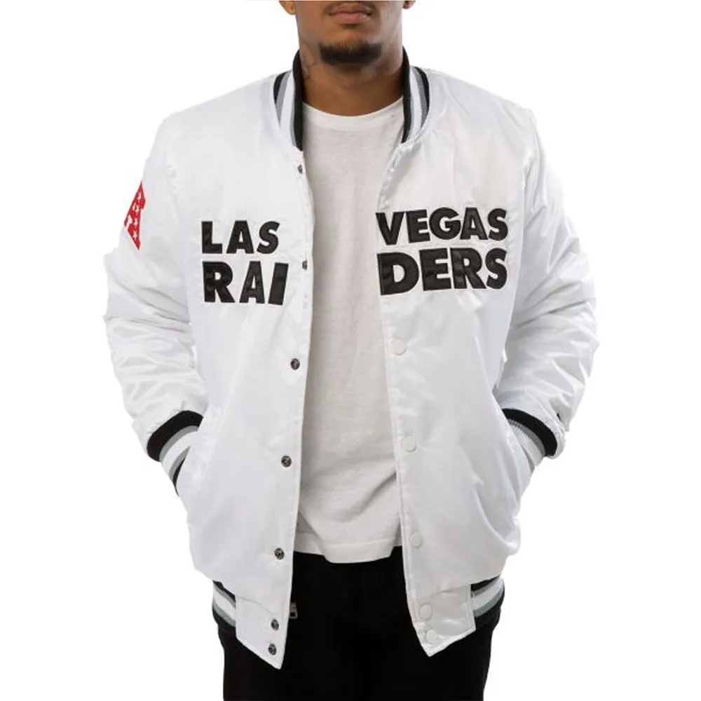 A Stars Las Vegas Raiders White Satin Jacket