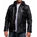 Arnold Terminator 5 Leather Jacket with Hood