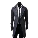 Winter Men Slim Tops Stylish Trench Coat Double Breasted Long Jacket Parka Grey 