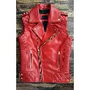 Men's Red Leather Biker Vest 